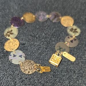 Holly YASHI Chic Gold and Purple Floral Disc Bracelet